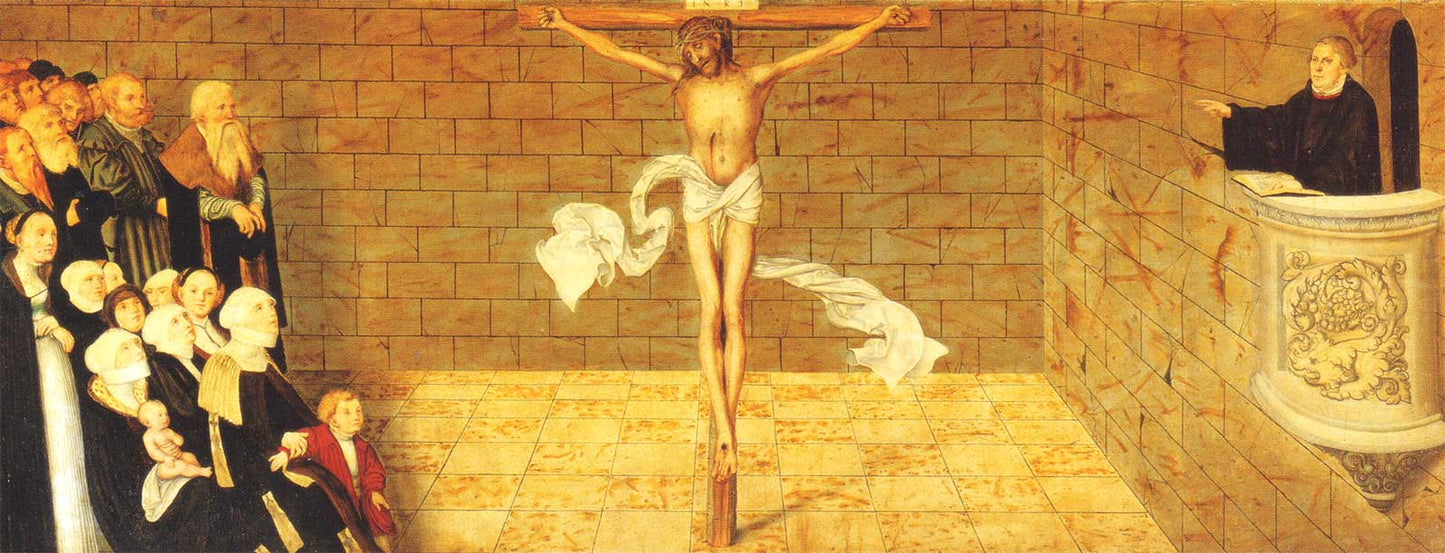 Martin Luther Preaches the Christ, vintage artwork by Lucas Cranach the Younger, A3 (16x12") Poster Print