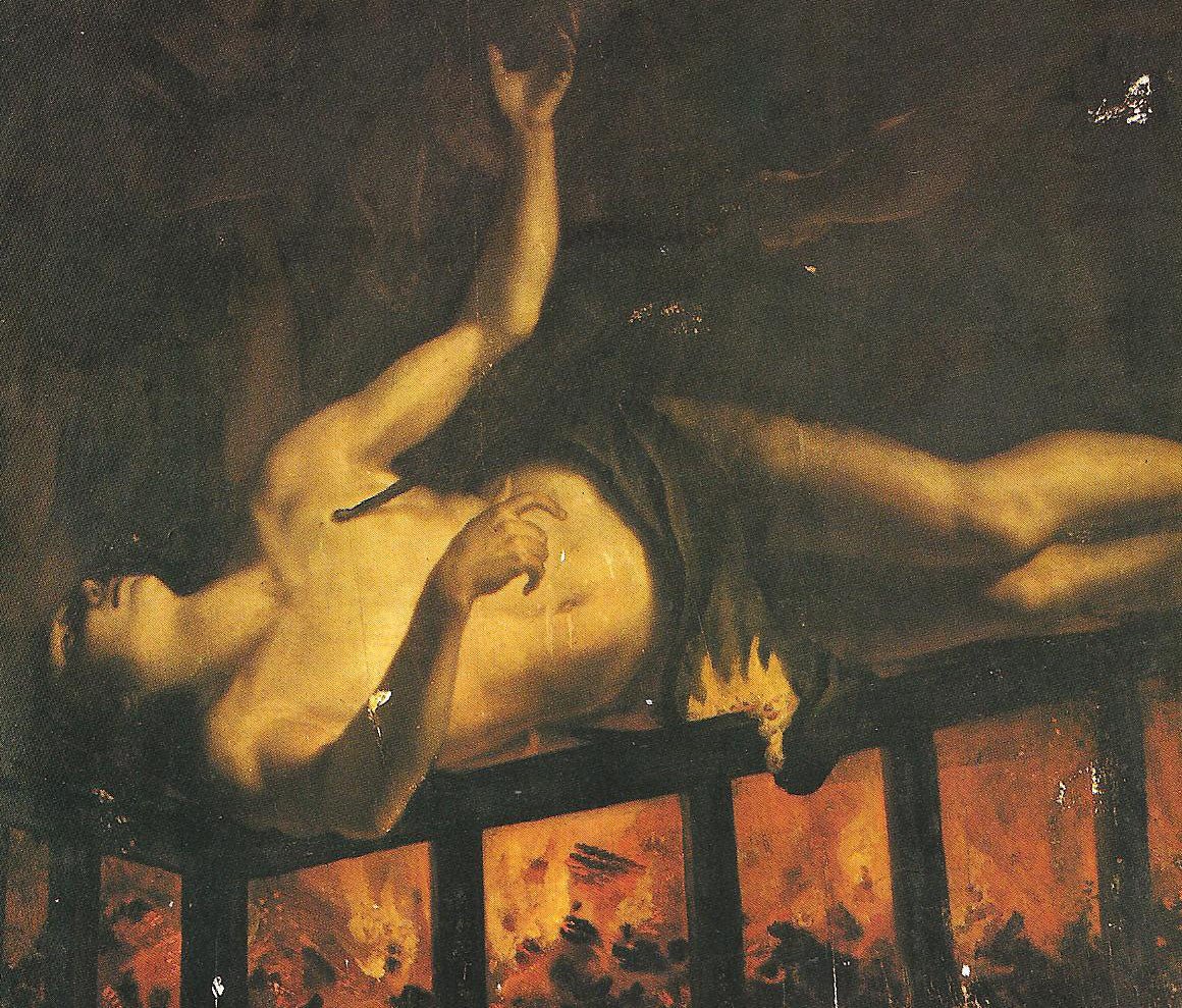 Martyrdom of St. Lawrence, vintage artwork by Lodovico Cardi, 12x8" (A4) Poster