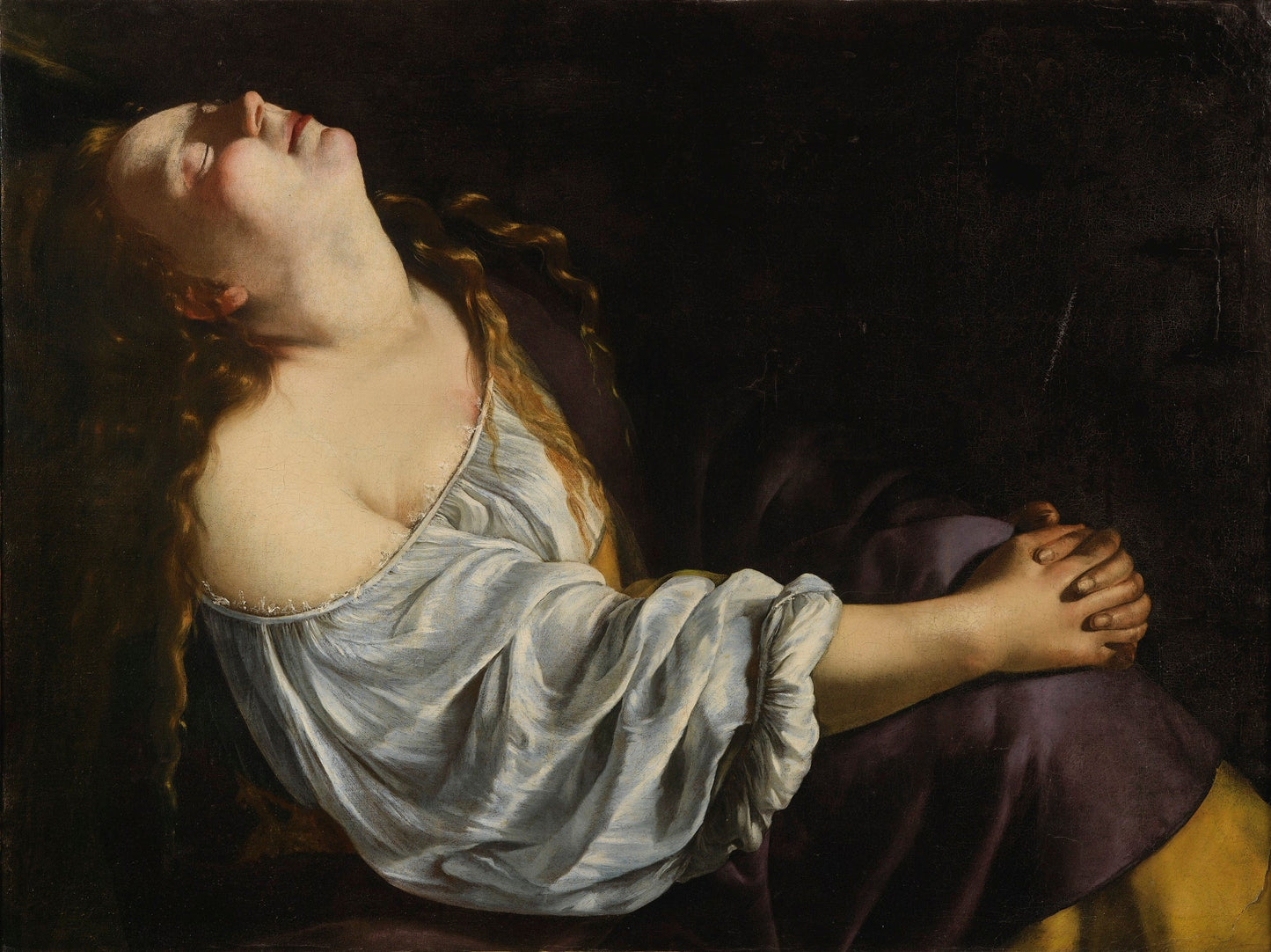 Mary Magdalene in Ecstasy, vintage artwork by Artemisia Gentileschi, 12x8" (A4) Poster