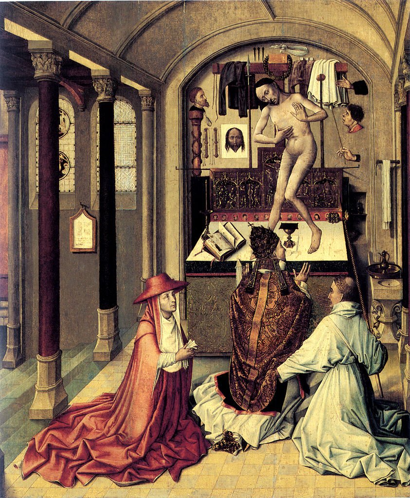 Mass of Saint Gregory, vintage artwork by Robert Campin, A3 (16x12") Poster Print