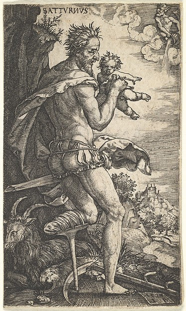 Master I.B.:Saturn from The Gods Who Preside Over the Planets 1525, vintage artwork, 16x12"(A3) Poster Print