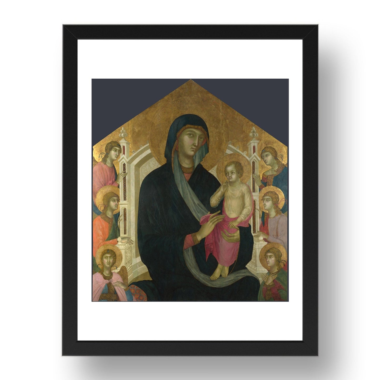 Master of the Casole Fresco: The Virgin and Child with Six Angels, Poster in 17x13"(A3) Frame