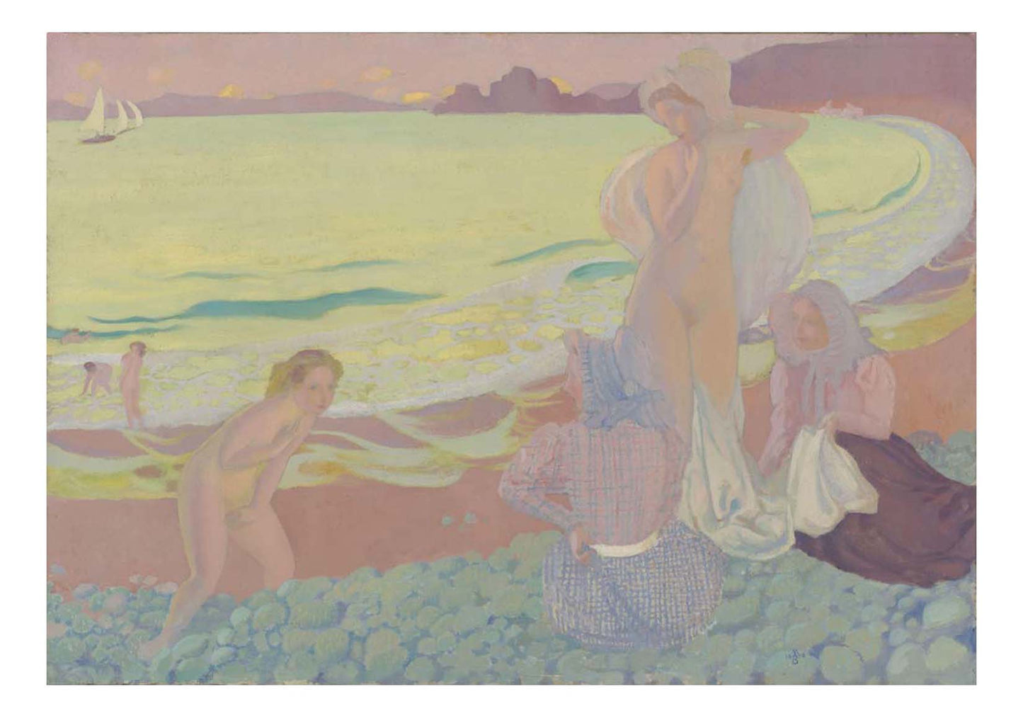 Maurice Denis - On the Beach of Trestrignel, 16x12" (A3) Poster Print