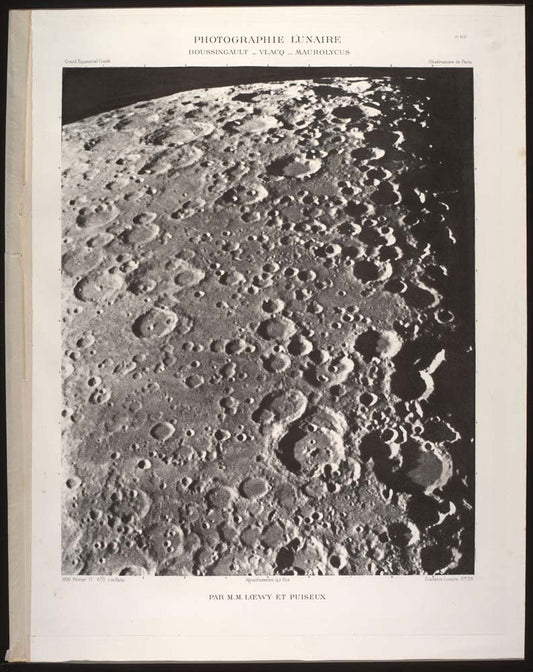 Maurice Loewy and Pierre Henri Puiseux - The Moon from Atlas Photographique de la lune., vintage historic photograph, modern poster print