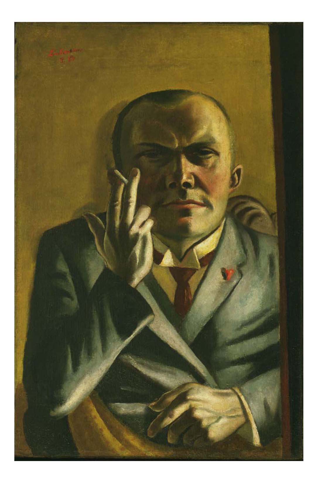 Max Beckmann - Self-Portrait with a Cigarette, 16x12" (A3) Poster Print