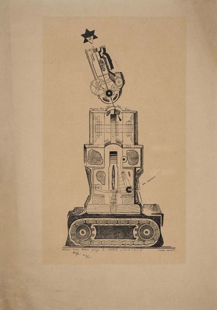 Max Ernst - Farewell My Beautiful Land of Marie Laurencin, vintage art, A3 (16x12") Poster Print