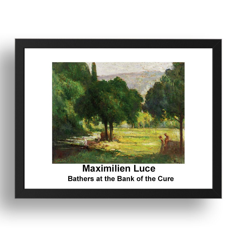 Maximilien Luce: Bathers at the Bank of the Cure, vintage impressionist artwork, 17x13"(A3) Frame