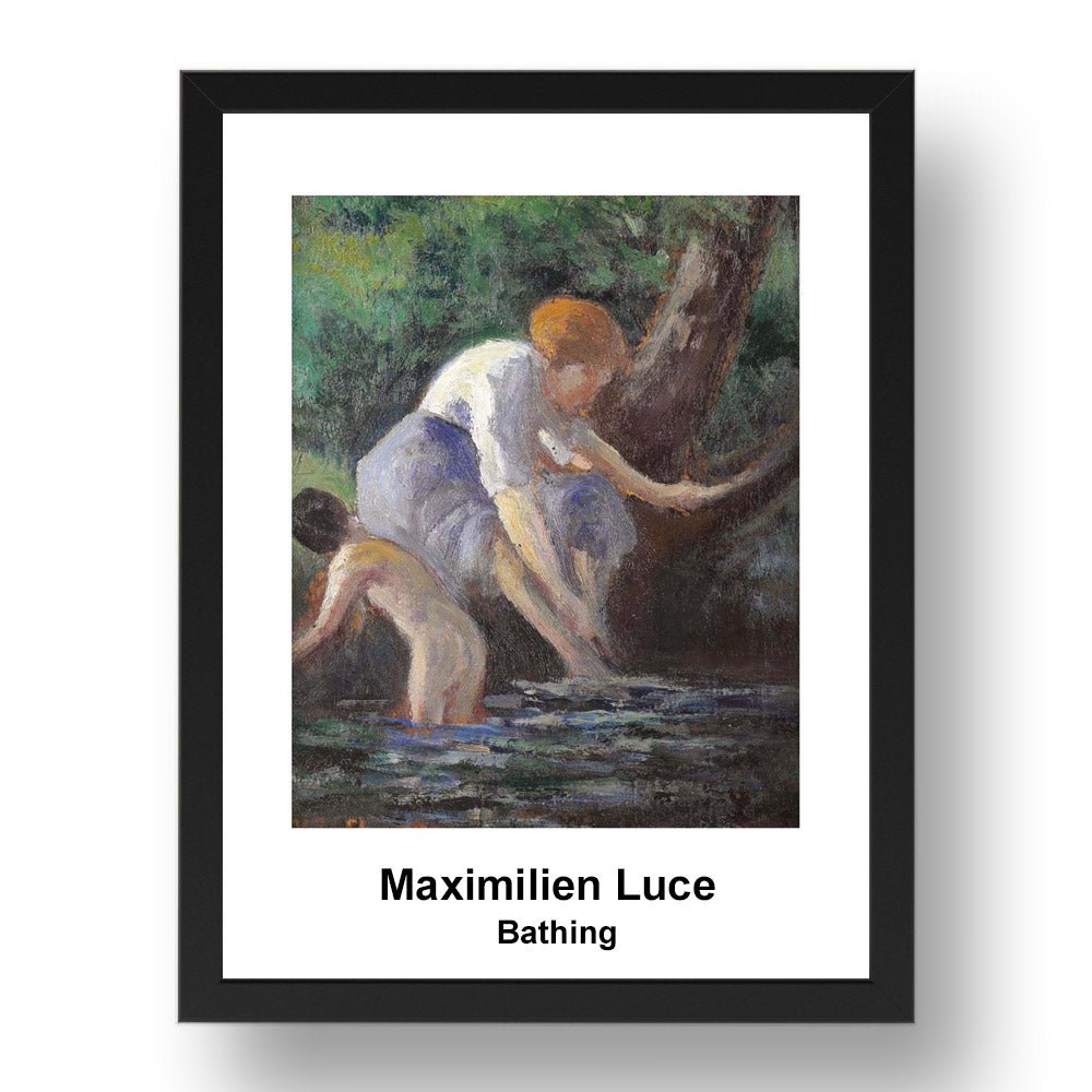 Maximilien Luce: Bathing, vintage impressionist artwork, 17x13"(A3) Frame