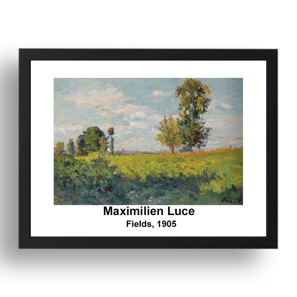 Maximilien Luce: Fields 1905, vintage impressionist artwork, 17x13"(A3) Frame