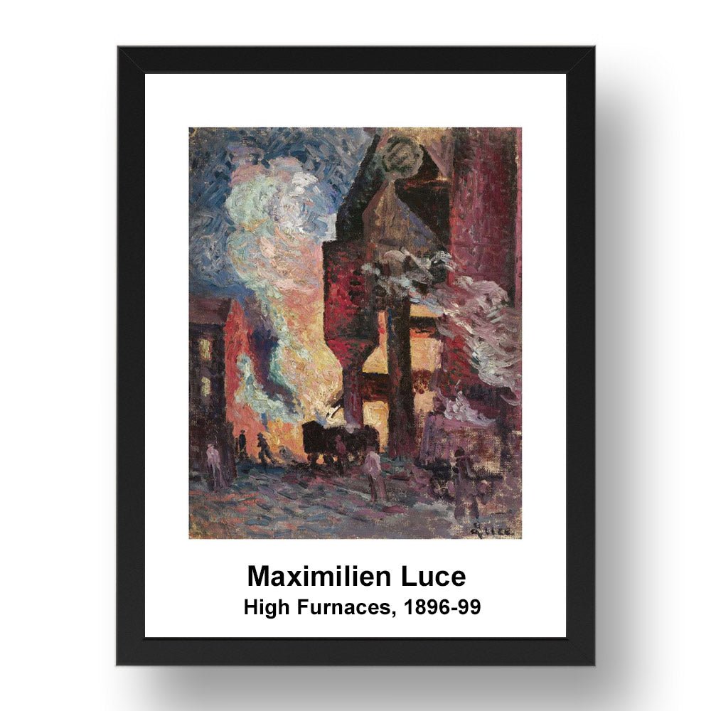 Maximilien Luce: High Furnaces 1896 99, vintage impressionist artwork, 17x13"(A3) Frame