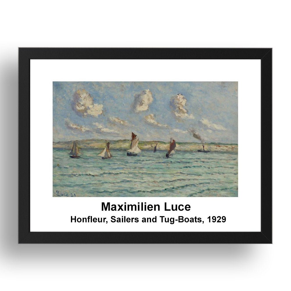 Maximilien Luce: Honfleur Sailers and Tug Boats 1929, vintage impressionist artwork, 17x13"(A3) Frame