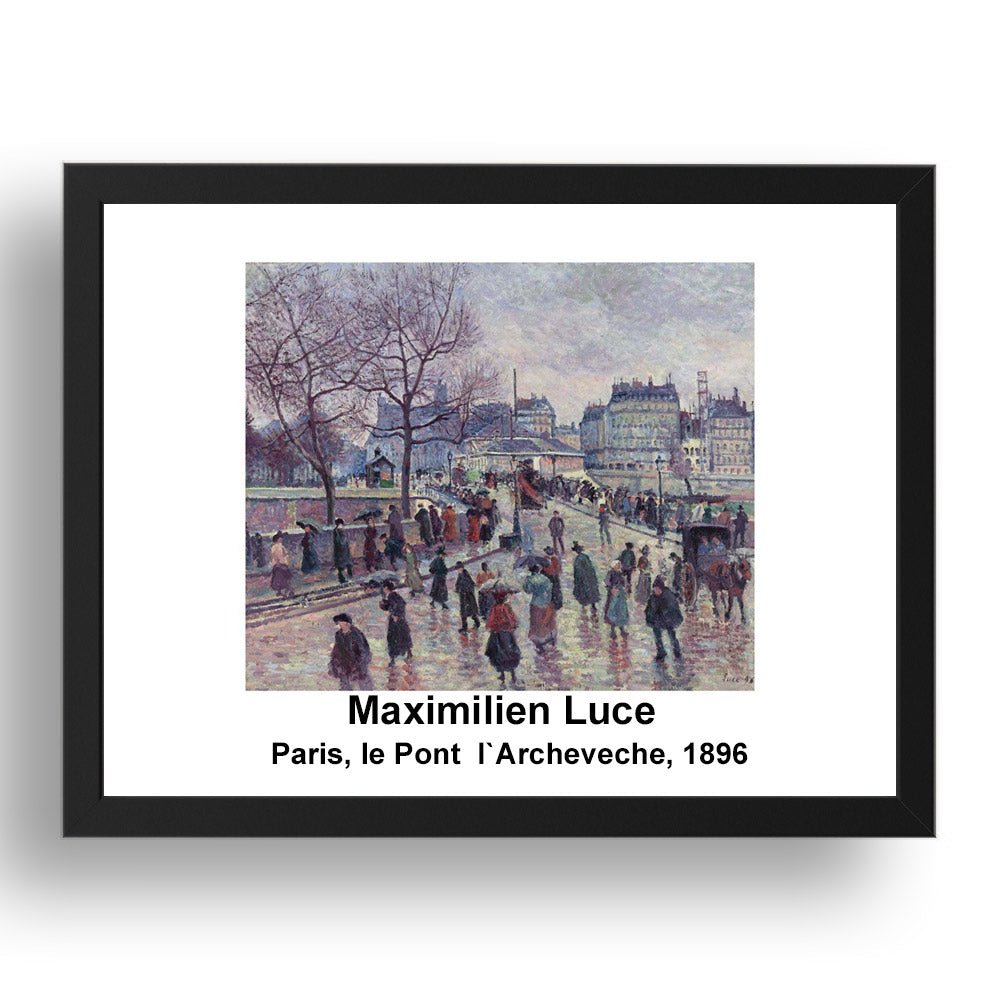 Maximilien Luce: Paris le Pont Archeveche 1896, vintage impressionist artwork, 17x13"(A3) Frame
