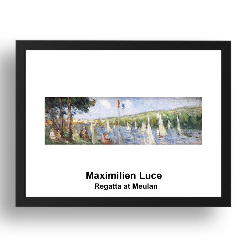 Maximilien Luce: Regatta at Meulan, vintage impressionist artwork, 17x13"(A3) Frame