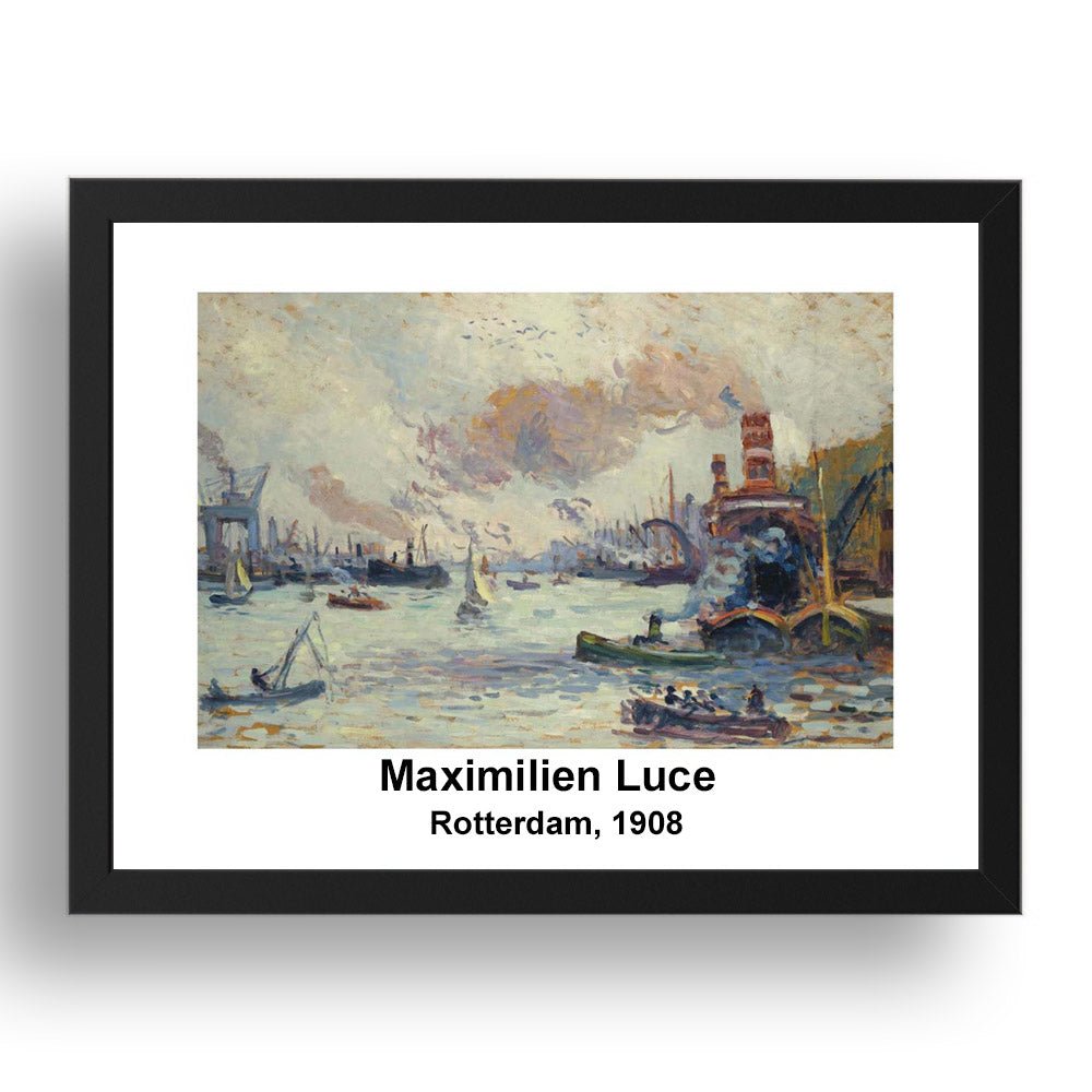 Maximilien Luce: Rotterdam 1908, vintage impressionist artwork, 17x13"(A3) Frame