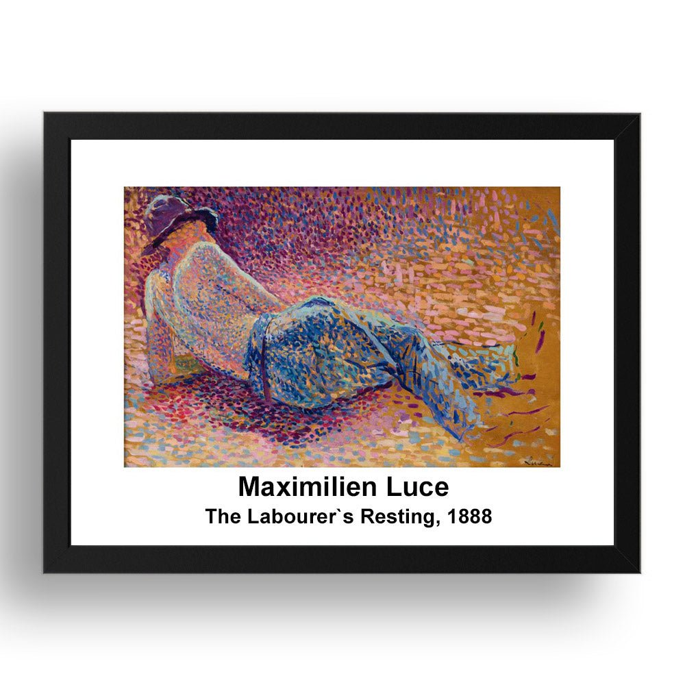 Maximilien Luce: The Labourer%60s Resting 1888, vintage impressionist artwork, 17x13"(A3) Frame