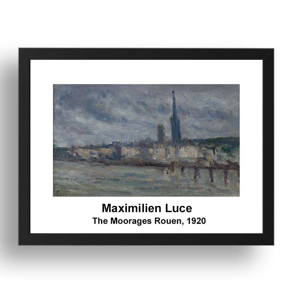 Maximilien Luce: The Moorages Rouen 1920, vintage impressionist artwork, 17x13"(A3) Frame
