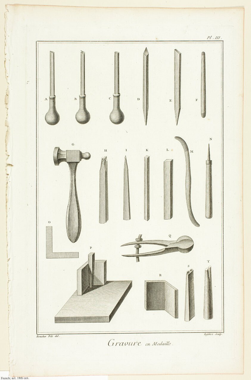Medal Engraving, from Encyclopedie by A. J. Defehrt (French, active 18th century),23x16"( A2 size ) Poster Print