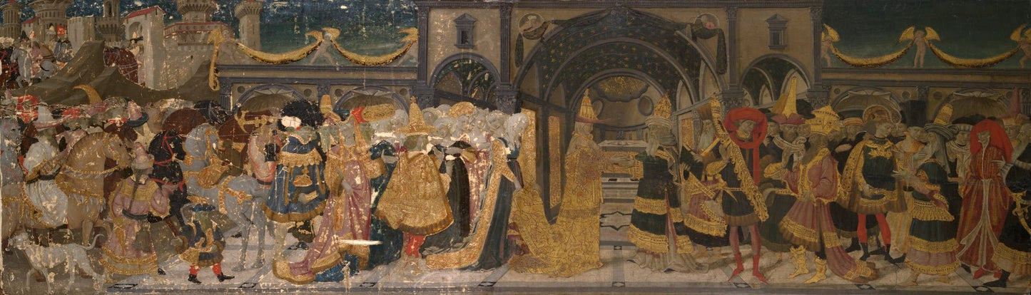 Meeting of Solomon and the Queen of Sheba, vintage artwork by Apollonio di Giovanni di Tommaso, A3 (16x12") Poster Print