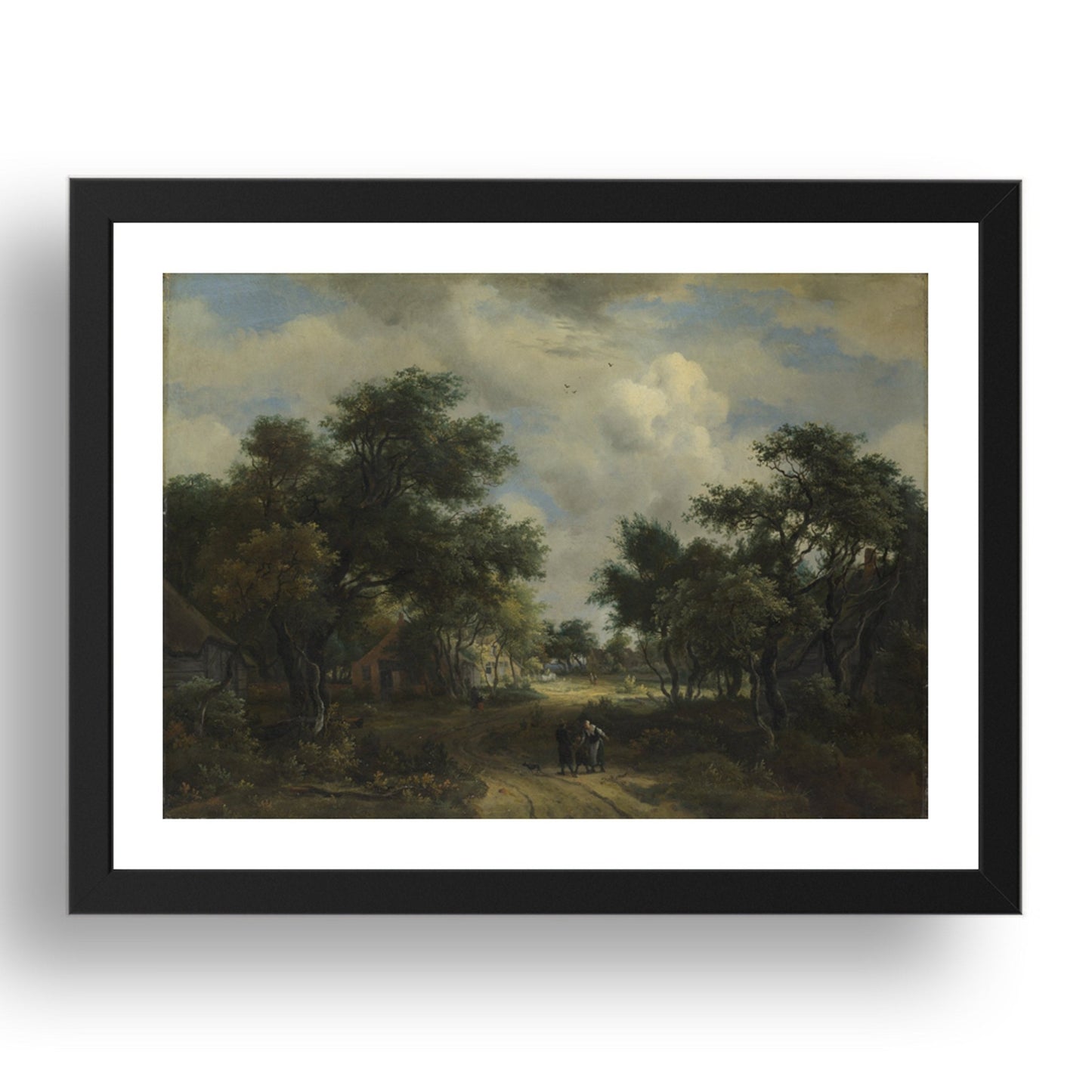 Meindert Hobbema: A Road winding past Cottages, Poster in 17x13"(A3) Frame