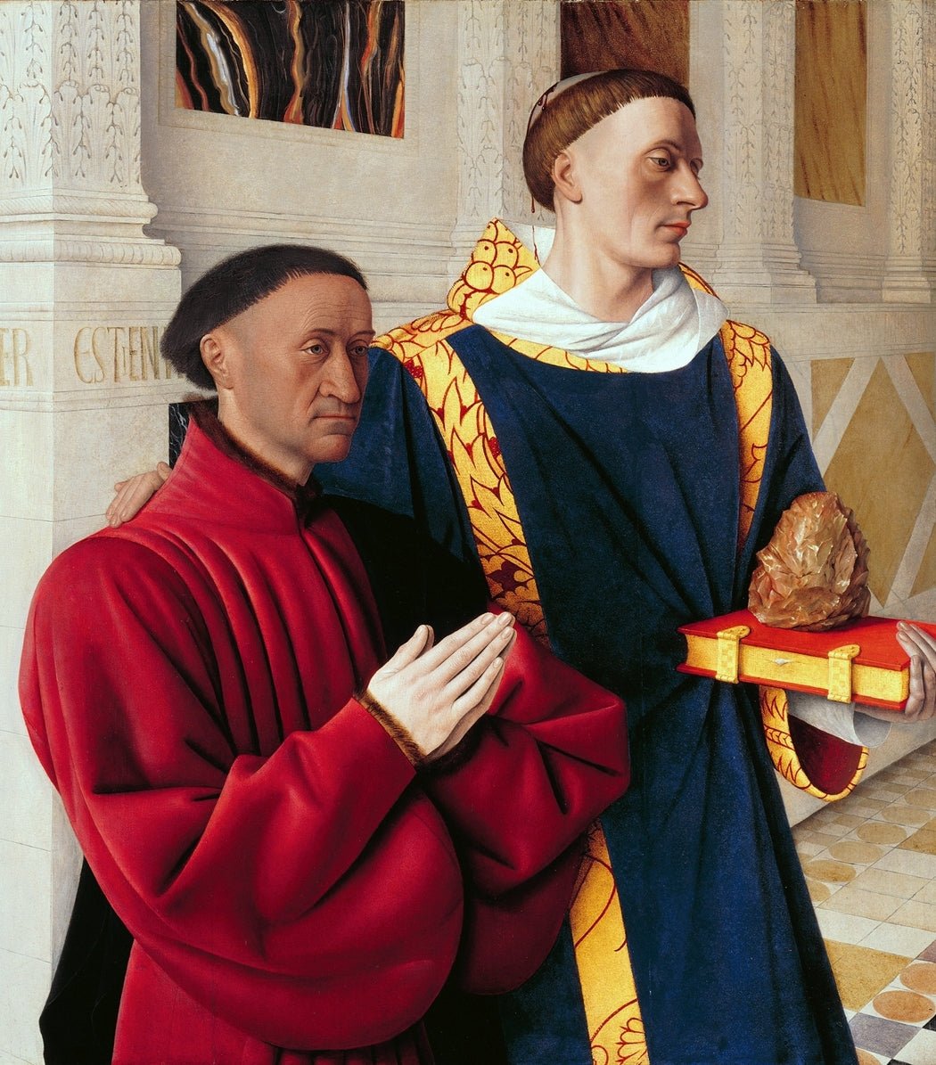 Melun Diptych ~ Etienne Chevalier with Stephanus, vintage artwork by Jean Fouquet, A3 (16x12") Poster Print