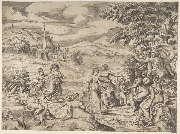 Mercury at the right telling the story of Pan and Syrinx 1531–, vintage art, A3 (16x12") Poster Print