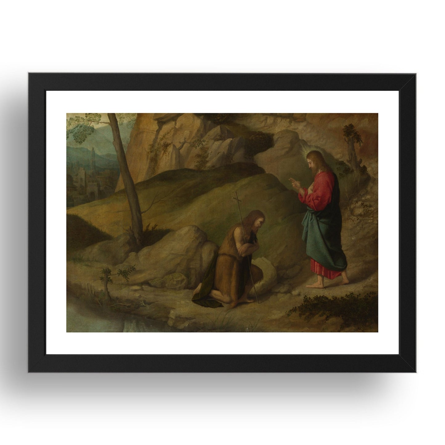 Moretto da Brescia: Christ blessing Saint John the Baptist, Poster in 17x13"(A3) Frame