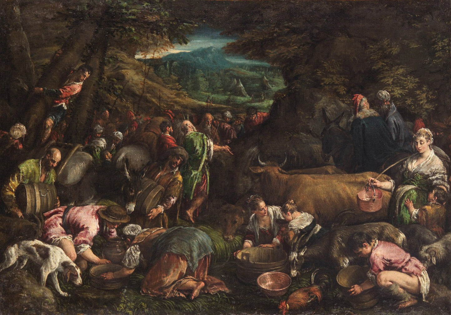 Moses beats Water from the Rock, vintage artwork by Girolamo Bassano, A3 (16x12") Poster Print