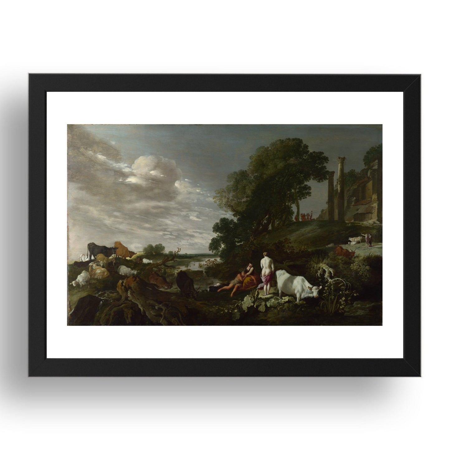 Moses van Uyttenbroeck: Landscape with Mythological Figures, Poster in 17x13"(A3) Frame