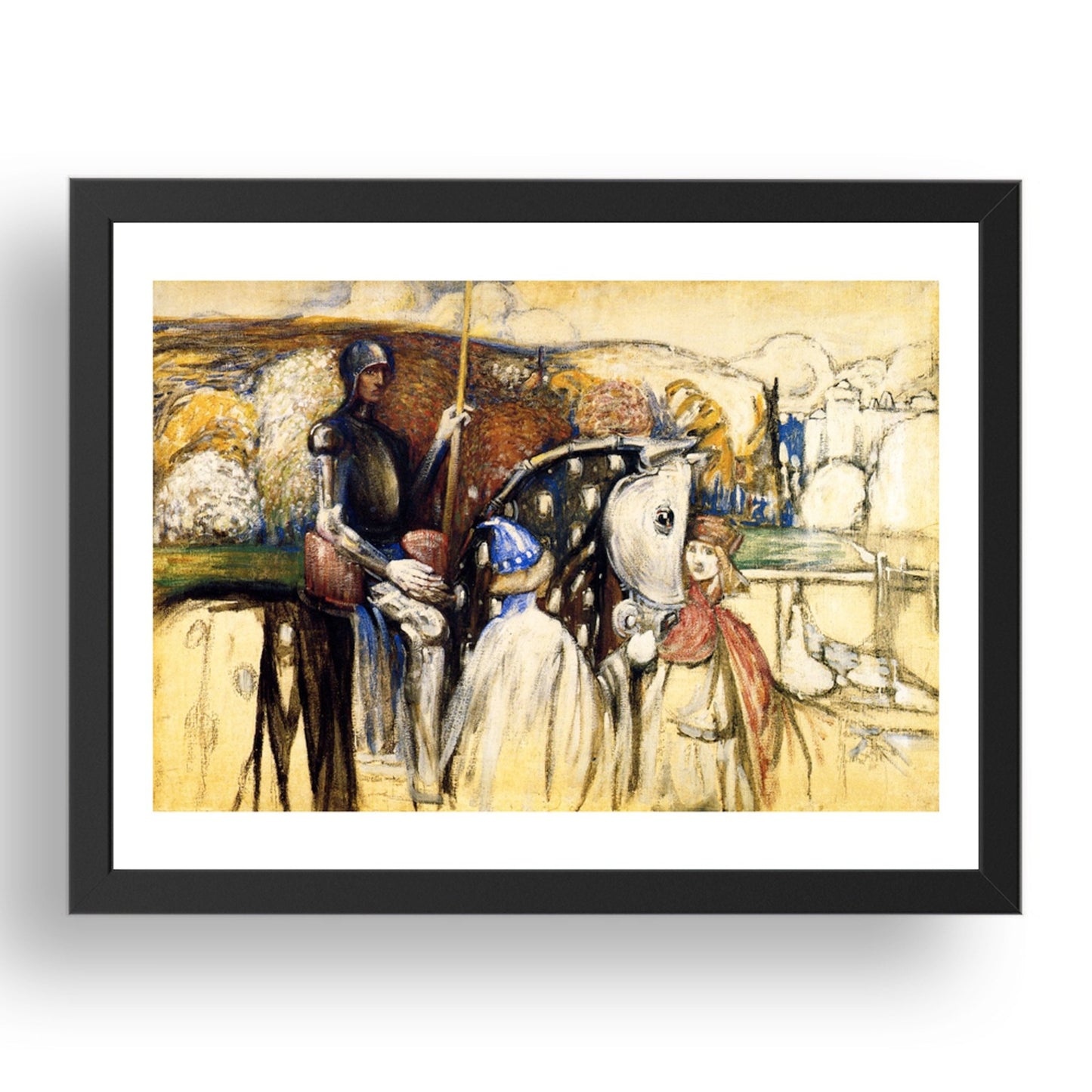 Mounted Warrior (unfinished) 1902 1903 by Wassily Kandinsky, 17x13" Frame