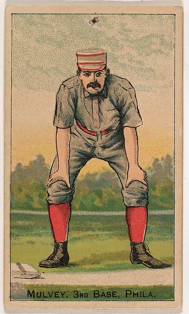 :Mulvey 3rd Base from the Gold Coin series for Gold Coin Chewing Tobacco 1887, vintage artwork, 16x12"(A3) Poster Print