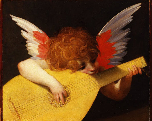 Musical Angel, vintage artwork by Rosso Fiorentino, A3 (16x12") Poster Print