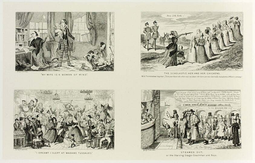 My Wife is a Woman of Mind from George Cruikshank's Steel Etchings to The Comic Almanacks by 1835-1853 (top left) by George Cruikshank (English, 1792-1878),23x16"( A2 size ) Poster Print