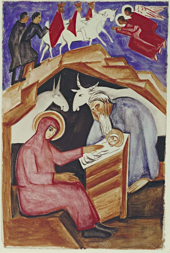 Natalia Goncharova - The Nativity, for Liturgy, vintage art, A3 (16x12") Poster Print