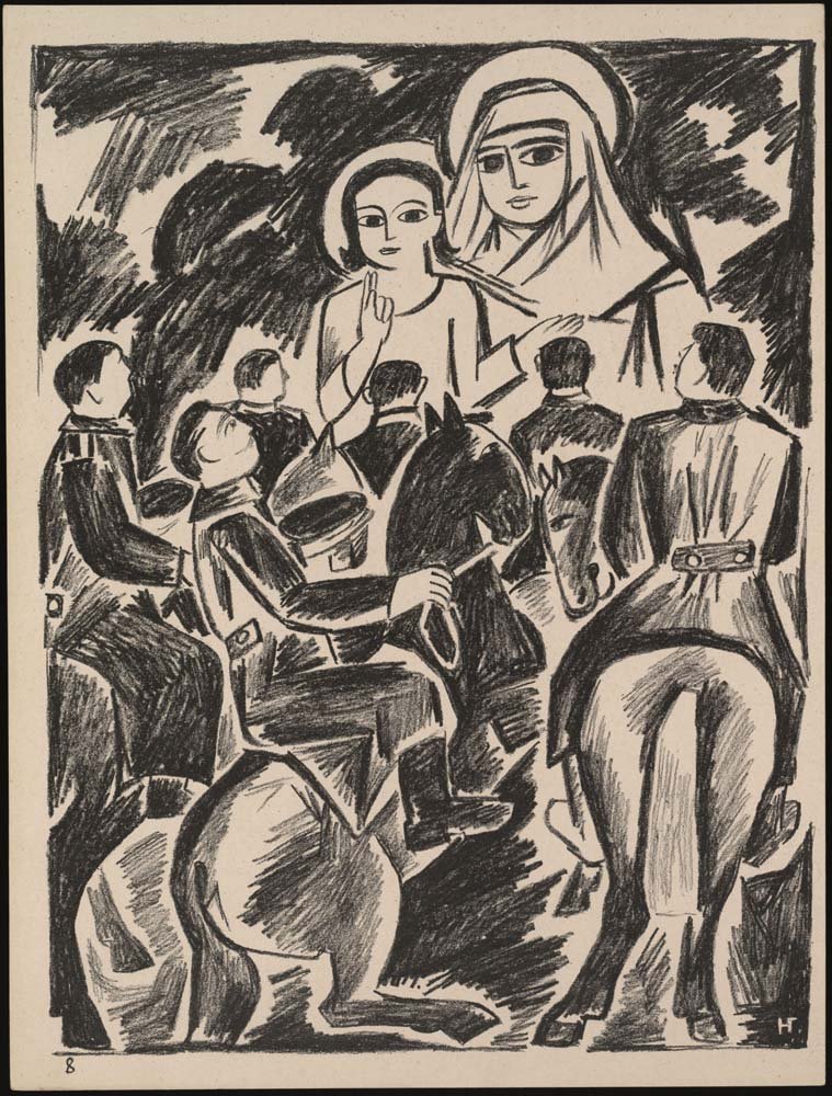 Natalia Goncharova - Videnie v oblakakh from Misticheskie. vintage art, A3 (16x12") Poster Print