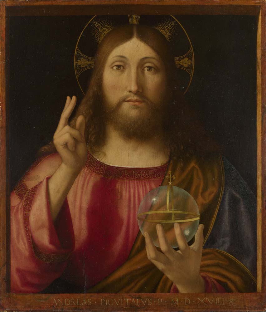 salvator mundi by Andrea Previtali,1519, 12x8" (A4) Poster