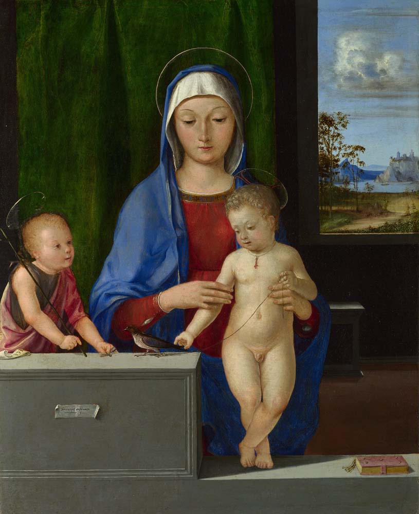 the virgin & child with st john by A.de Solario, 12x8" (A4) Poster