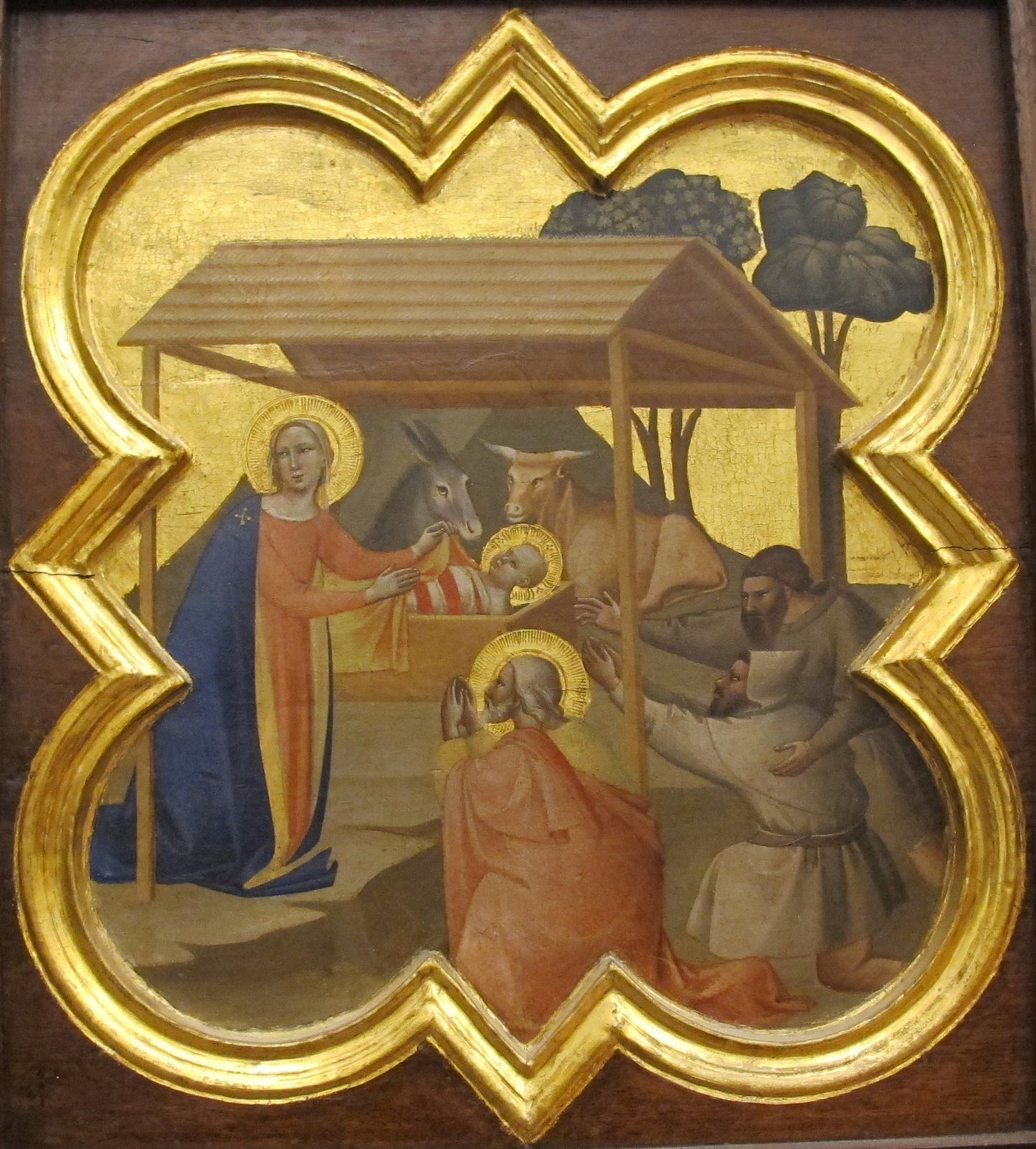 Nativity (detail from the Armadio de Santa Croce), vintage artwork by Taddeo Gaddi, 12x8" (A4) Poster