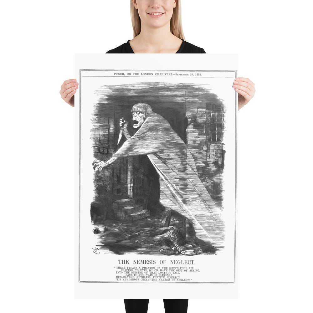 Nemesis Jack The Ripper London 1888 historic Victorian era cartoon, Photo paper poster