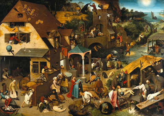 Netherlandish Proverbs, vintage artwork by Pieter Bruegel the Elder, A3 (16x12") Poster Print