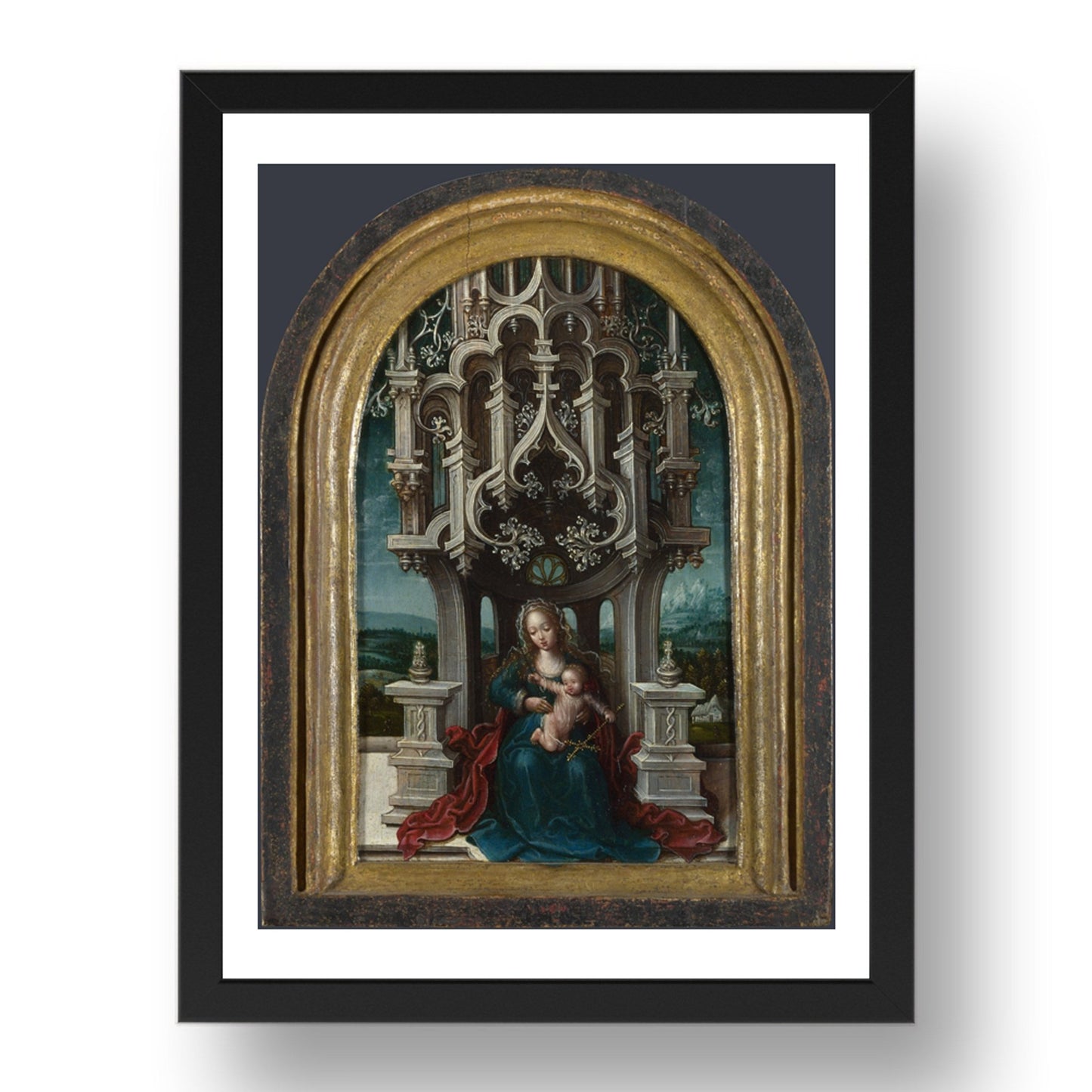 Netherlandish: The Virgin and Child Enthroned, Poster in 17x13"(A3) Frame