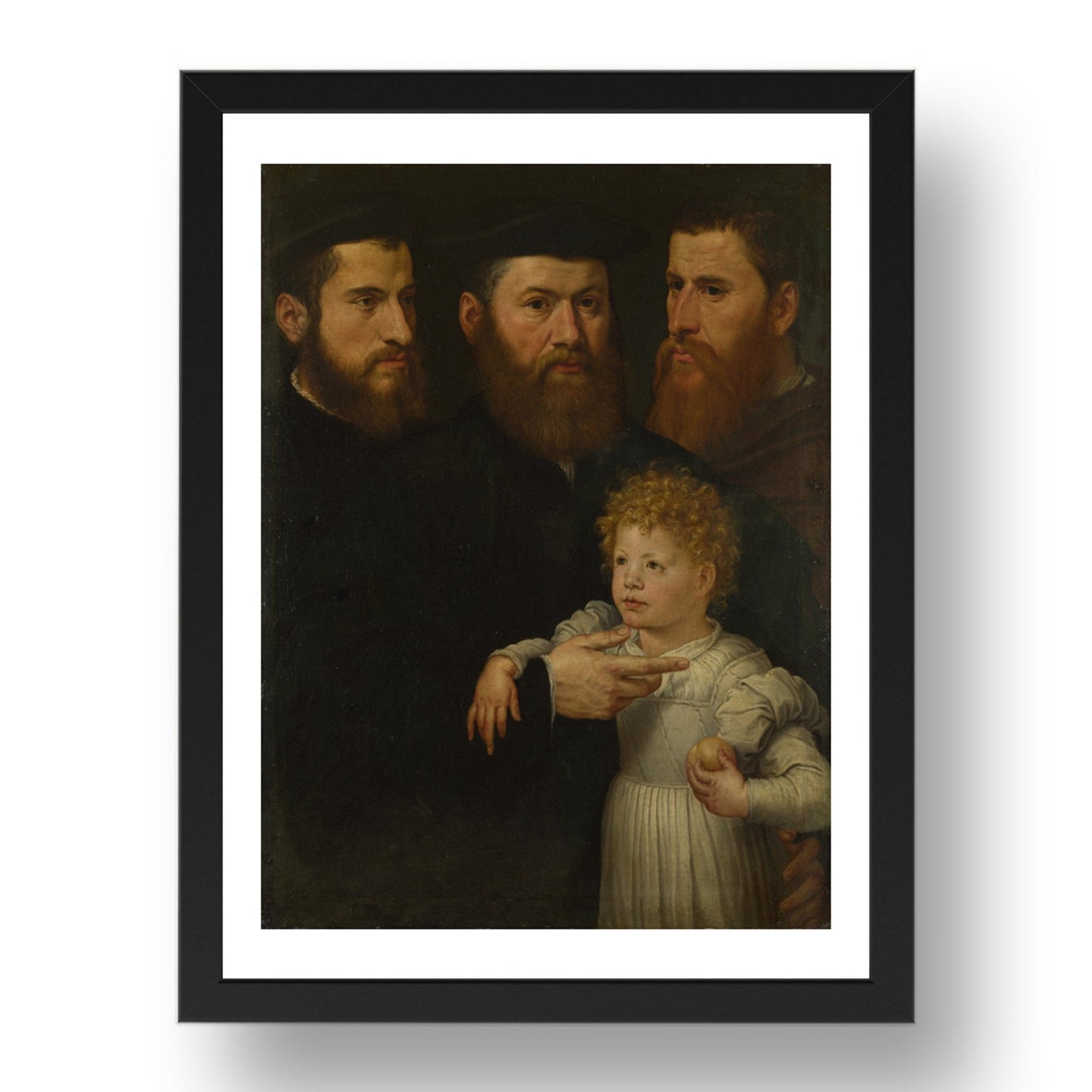 Netherlandish: Three Men and a Little Girl, Poster in 17x13"(A3) Frame