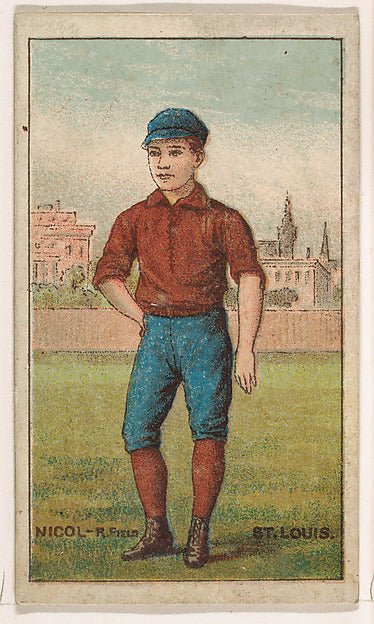 :Nicol Right Field St. Louis from the Gold Coin series for Gold Coin Chewing Tobacco 1887, vintage artwork, 16x12"(A3) Poster Print