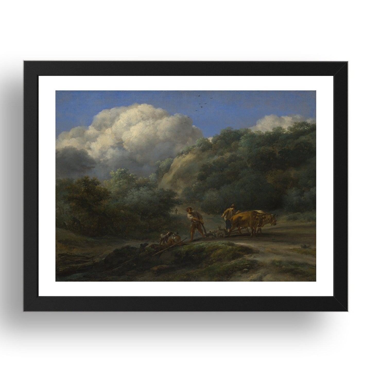 Nicolaes Berchem: A Man and a Youth ploughing with Oxen, Poster in 17x13"(A3) Frame
