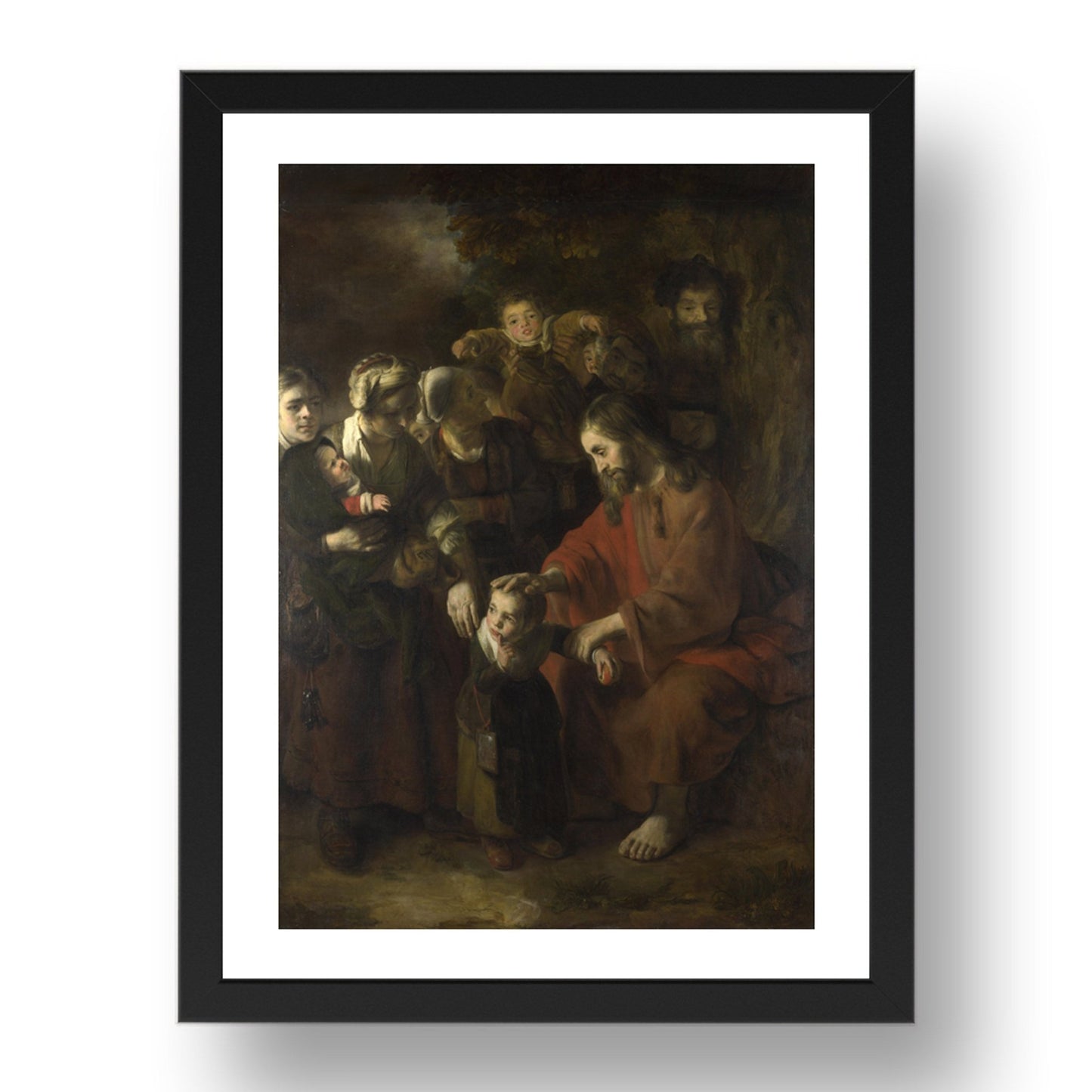Nicolaes Maes: Christ blessing the Children, Poster in 17x13"(A3) Frame