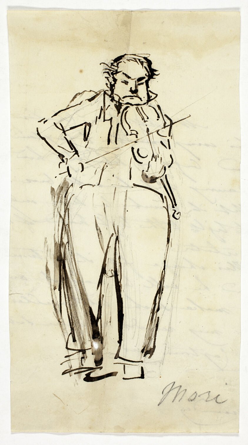 Nicolas Mori, Violinist by Attributed to Alfred Edward Chalon, 23x16"( A2 size) Poster Print