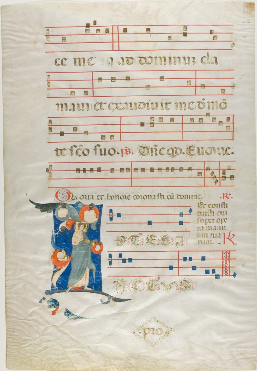 Nimbed Saint in a Historiated Initial "I" from an Antiphonary by Italian (Rimini),23x16"( A2 size ) Poster Print