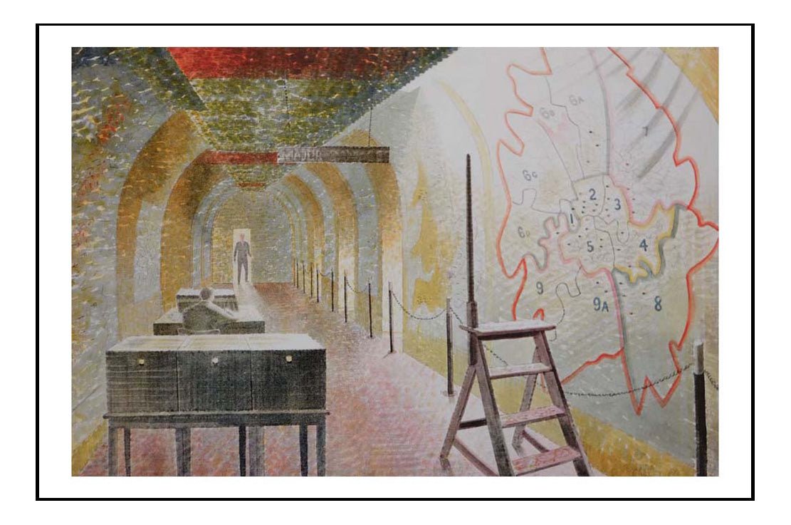 No1 Map Corridor Cabinet War Roomsby Eric Ravilious, A4 size (8.27 × 11.69 inches) Poster
