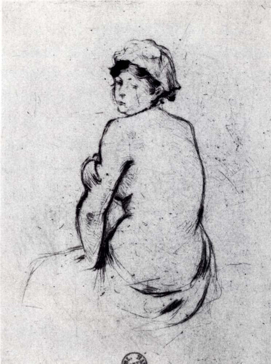 Nu de Dos Naked of Back Dessin Pointe Seche by Berthe Morisot, 1889, vintage art, modern poster print