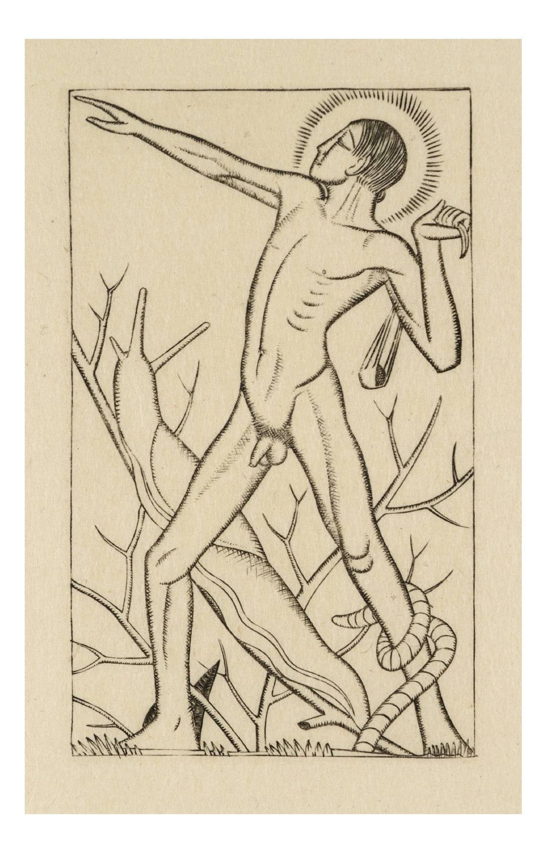Nude Man by Eric Gill, vintage artwork, modern poster print