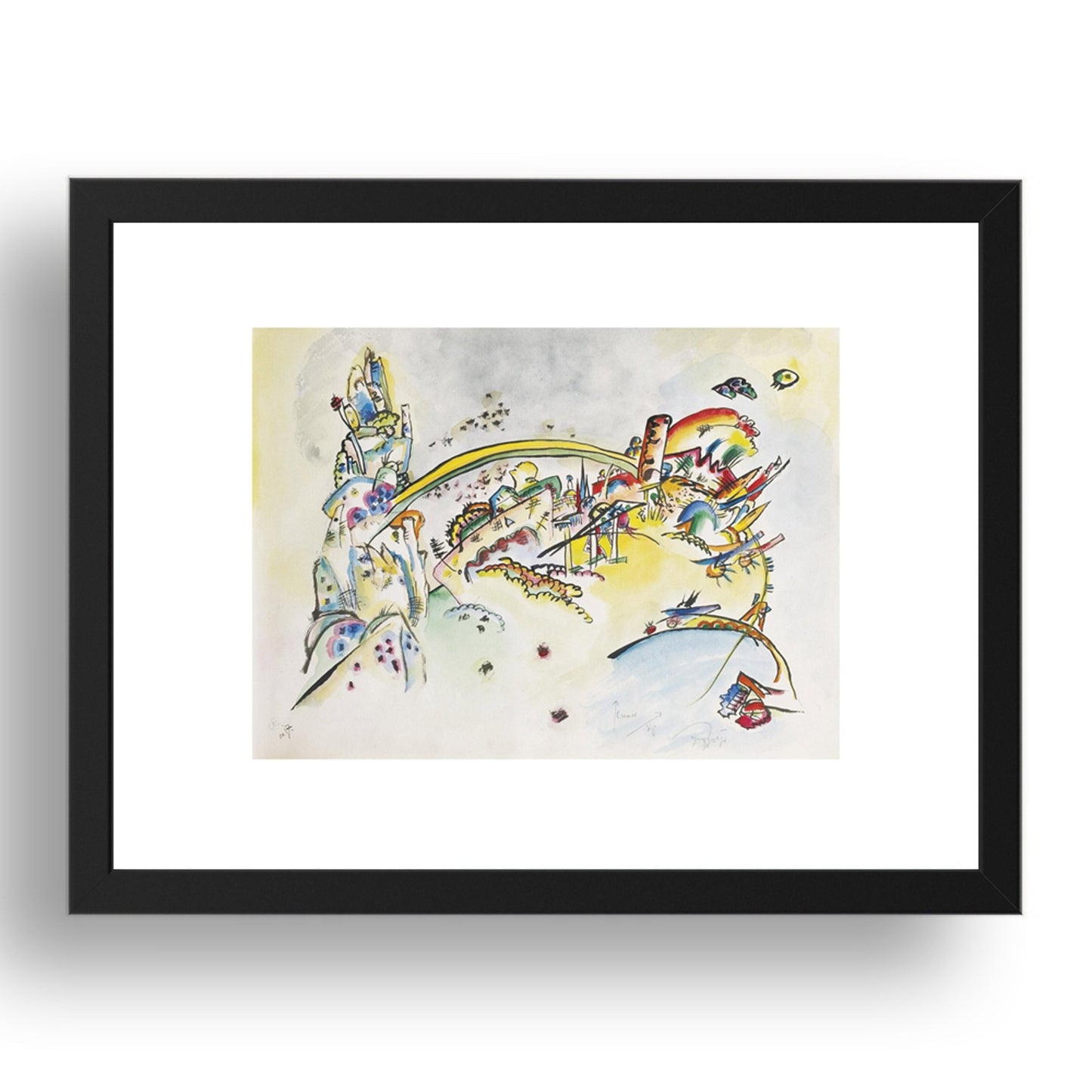Nvintage Abstract Art. by Wassily Kandinsky, 17x13" Frame